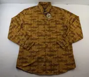 NEW Woolrich Buckskin Southwest Fish Men L Brown Chamois Shirt Button Down T2