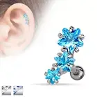 Triple Star Gem Surgical Steel Helix Tragus Cartilage Barbell Stud Earring