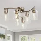 6-Light Semi Flush Mount Ceiling Light, Modern Brushed Nickel Ceiling Light Fixt