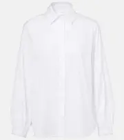 [Max Mara] Max Mara Panda cotton-blend poplin shirt UK 2 white