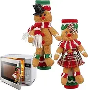Christmas Refrigerator Handle Cover - Gingerbread Man Steering Wheel Cover, 2 Gingerbread Man Handle Protectors | Dishwasher Refrigerator Door Handle Cover,