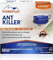 Home Plus Ant Killer (4-Pack), Metal Ant Traps Indoor & Outdoor, Ant Bait Station, Effective Ant Control System, 4 Cans Ant Bait Traps, Ant Traps w/Food-Based Attractants, Pesticide-Free Ant Baits