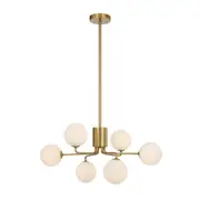 Foscani Six Light Opal Matt Glass Gold Pendant