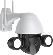 1080P PTZ Smart WiFi Camera Outdoor Home Security Camera with Double Lamp Lighting Full Color Night Vision IP65 Waterproof TF Card Cloud Storage Surveillance Camera for Garden Home Safety