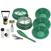 ASR Outdoor 11pc Double Classifier Gold Panning Kit with Scoop Vials Sand Magnet