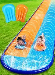 22.5FT Double Water Slides, Heavy Duty Lawn Slip and Slide with Sprinkler and 2