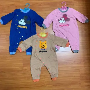 日本阿卡將童裝 Disney baby 米奇 米妮 小熊維尼 刺繡 包屁連身爬服 70CM 連身裝 包屁衣 嬰兒 送禮