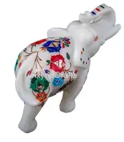 5 Inches Marble Gift-able Elephant Statue Gemstone Inlay Work Good Luck Elephant