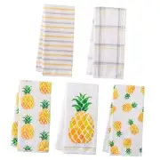 5Pcs Pineapple Kitchen Dish Towel Set Fruit Theme Absorbent Drying Cloth Dish