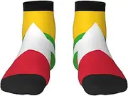 [JEJEA] Flag of Myanmar print Men's Athletic Cushioned Crew Socks Crew Training Athletic Socks Men and Women for Sports