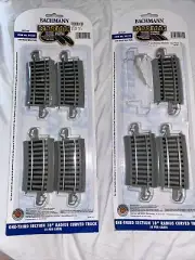7 Bachmann HO 1/3 Section 18" Radius E-Z Curved Track Nickel Silver Item 44530
