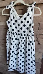 Hope & Henry Girls' Polka Dot Bow Shoulder Swing Dress In Size 12