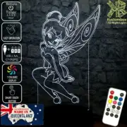 TINKERBELL FAIRY PRINCESS Girls 3D LED Night Light Colour Change Room Lamp