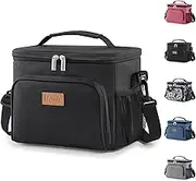 Lifewit Insulated Lunch Bag for Men, Thermal Lunch Box for Women Cool Bag, Reusable Leakproof Lunch Tote Bag with Adjustable Shoulder Strap for Adult for Work/Picnic/Beach, Black 9L