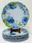 NWT Keller-Charles Melamine Blue Hydrangea Lunch Plate Set/6 Spring Easter