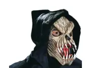 Fang Face Mask Halloween Beast Monster Black Hood Jaw Teeth Devil Haunted House