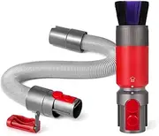 Dust Brush + Flexible Extension Hose Compatible with Dyson V7 V8 V10 V11 V12 V15 Outsize Vacuum Cleaner, Upgraded Traceless Soft Bristle Dust Removal Brush witn Trigger Lock, Vacuum Replacement Parts
