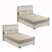 NNEAGS 2X Beige 183cm Wide Mattress Cover Thick Quilted Stretchable Bed Spread S