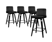 ALFORDSON Set of 4 Bailey Mid-back Bar Stools (All Black)