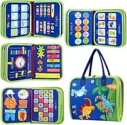KGYMJR Toddler Busy Board, Educational Sensory Learning Book, Montessori Activities for Fine Motor Skills, 1-4 Years, Blue