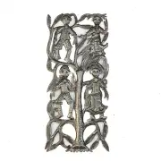 Handmade Haitian Art, Kids on Tree of Life, Sustainable Metal Home Decor 17"x8"