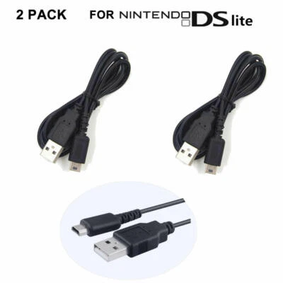 2x USB Power Charger Charging Cable Cord for Ds NDS Lite Ndsl Black 1M