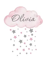 [Namly Design] Poster - Name / Personalised / Cloud and Stars / Pink