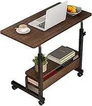 Dekhaoxe Small Desk for Laptop Space Portable Living Room Sofa Bedroom Bedside with Storage Home Office Adjustable Height Removable Furniture Size 31.5 * 15.7 Inch Brown (A-1)