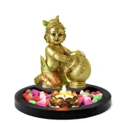 Polyresin & Wood Baby Krishna Statue, Standard, 1 Piece