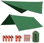 Hammock Rain Fly Camping Tarp Waterproof, 10x10ft Lightweight Backpacking Rai...