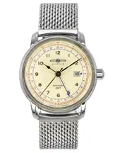 Zeppelin LZ 126 Los Angeles GMT Stainless Steel Beige Dial 7668M5 50M Mens Watch
