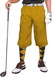 Gold Microfiber Golf Knickers (Plus Fours) for Men