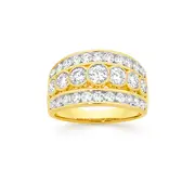 Alora 10ct Gold 2 Carats Tw Lab Grown Diamond Bezel Three Row Band