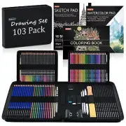 Pencil Kit - 103 Drawing Pencils Colored Pencils and Graphite Pencils in Port...