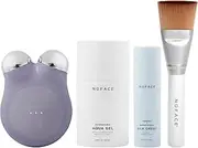 NuFACE MINI+ Microcurrent Facial Device Kit - FDA Cleared Face Sculpting & Skin Firming Device to Tone + Microcurrent Gel Activator, Silk Crème & Applicator Brush - Violet Dusk