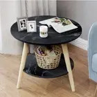 Small Round Coffee Table Side Table (Black Stone)