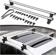 2PCS Compatible for Vauxhall Corsa Lockable Roof Rail Rack Rooftop Luggage Sedan Crossbars Cross Bars Aluminum Alloy(Silver)