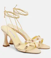 [Manolo Blahnik] Manolo Blahnik Pelysaka 95 embellished satin sandals AU 5 yellow