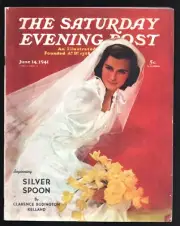 MAG: Saturday Evening Post 6/14/1941-Bride cover-5¢ cover price-Pulp fiction-...