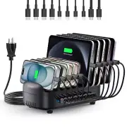 120W Charging Station for Multiple Devices, 10-Ports USB Charging Docking Org...