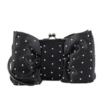 在飛比找ETMall東森購物網優惠-MOSCHINO 滿版珍珠蝴蝶結造型手拿包(黑色)_展示品