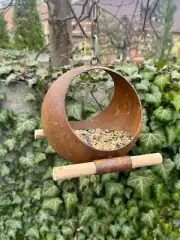 Rusty Bird Feeder, Modern Rusty Metal Bird Feeders, Bird Snack Bowl, Yard Art