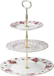 [Royal Albert] 8702025867 New Country Roses Vintage 3 Tier Cake Stand, White