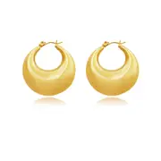 Culturesse Girlfriend 30mm Chunky Bowl Huggie Earrings Yellow 18k Gold Plating