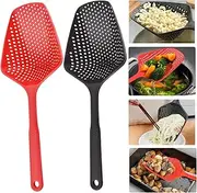 Large Scoop Colanders Strainers, 13.5'' Pasta Strainer, Spaghetti Spoon, Slotted Ladle for Draining Spaghetti, Noodles, Veggies, Boiled Eggs, Sturdy and Heat Resistant (2 pieces)