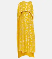 [Markarian] Markarian Caped silk-blend midi dress AU 16 yellow