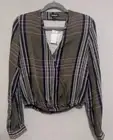 Express Women's Size Small Rayon Plaid Top Surplice Neckline Blouse NWT $50