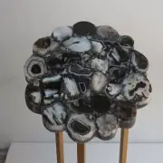 12"x12" Black Agate Coffee Table Top, Agate End Table, Kitchen End Table Decors