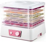 Fruit Dryer - Dehidrator, Food Dehydrator with 5 Tray, Small Freeze Dryer Machine, 35℃－70℃ Temperature Control, for Meat Fruits Vegetables Mushroom Chilli 250W Pink
