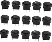 iplusmile 15pcs LED Round Rocker Toggle Switch for Car Boat Easy Off Control for Home Appliances Quick Install Illuminated Button